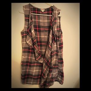 Cato grey and pink plaid cover up